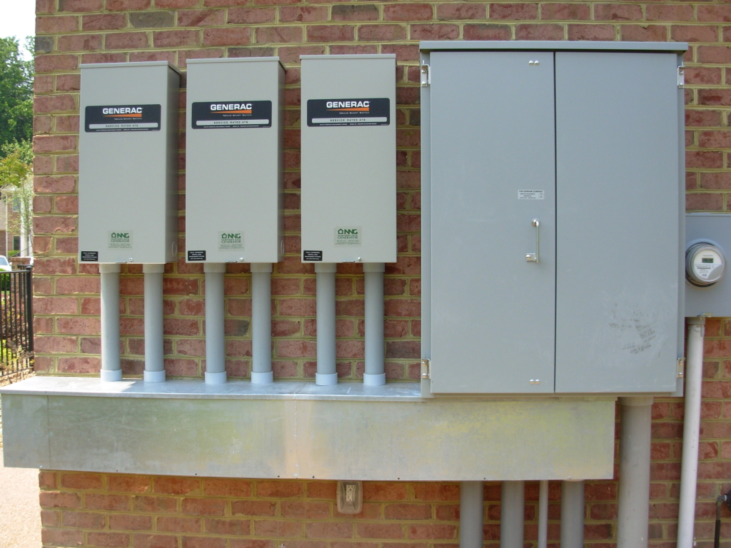 triple 200 amp transfer switches installed by NNG in mathews NNG