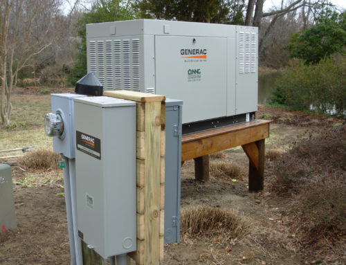 generac 48kW generator on raised platform and 200 amp transfer switch installed by northern neck generator in kilmarnock