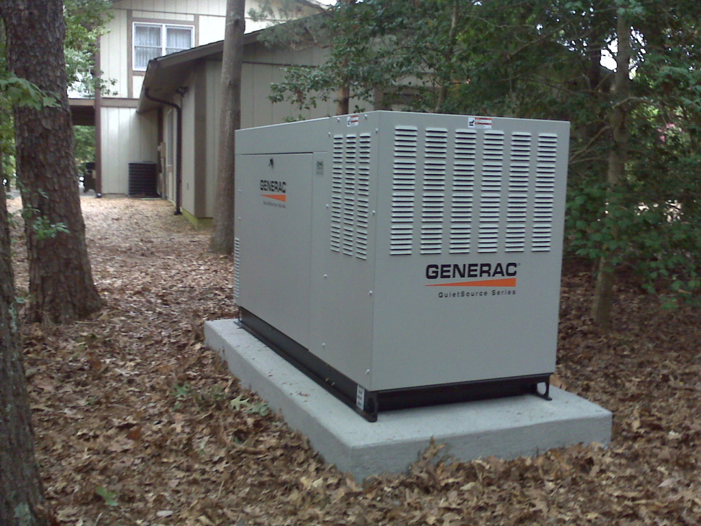 generac 60 kw generator on concrete pad installed by northern neck